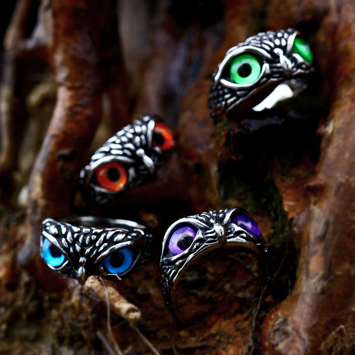 Midnight Sentry Owl Rings