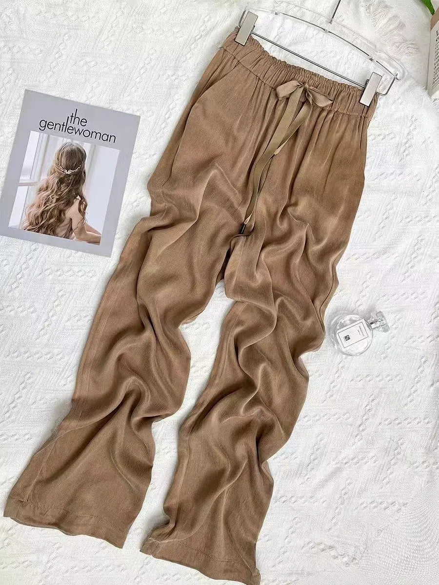 Luxe Breeze High Waisted Ice Silk Pants